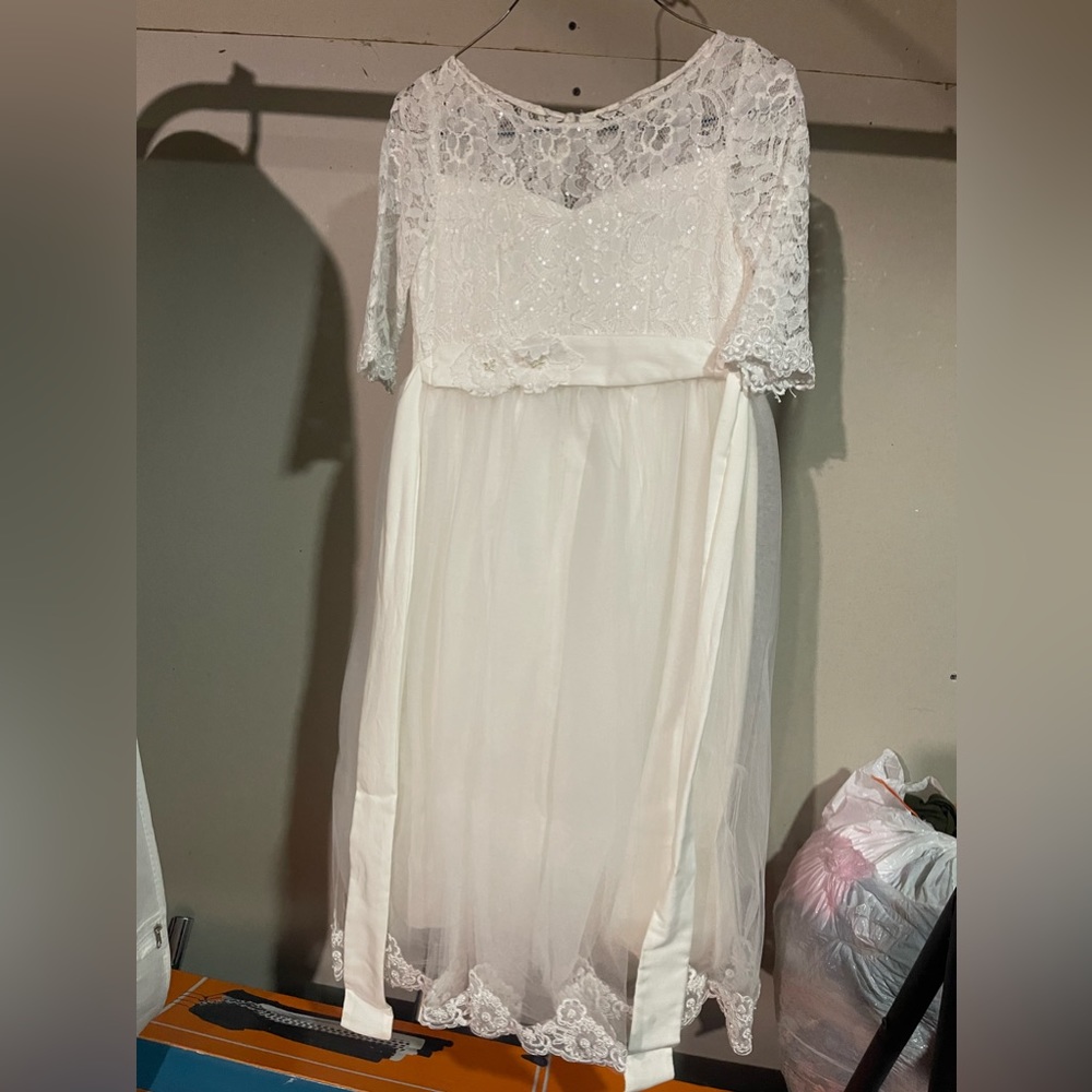 Girls Handmade first communion dress size 8-10 EUC